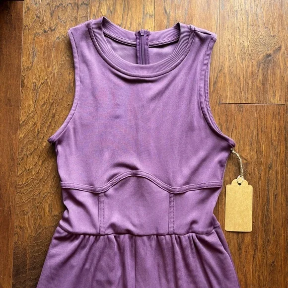 CIDER Purple Ribbed Wide Leg Jumpsuit - Picture 4 of 10